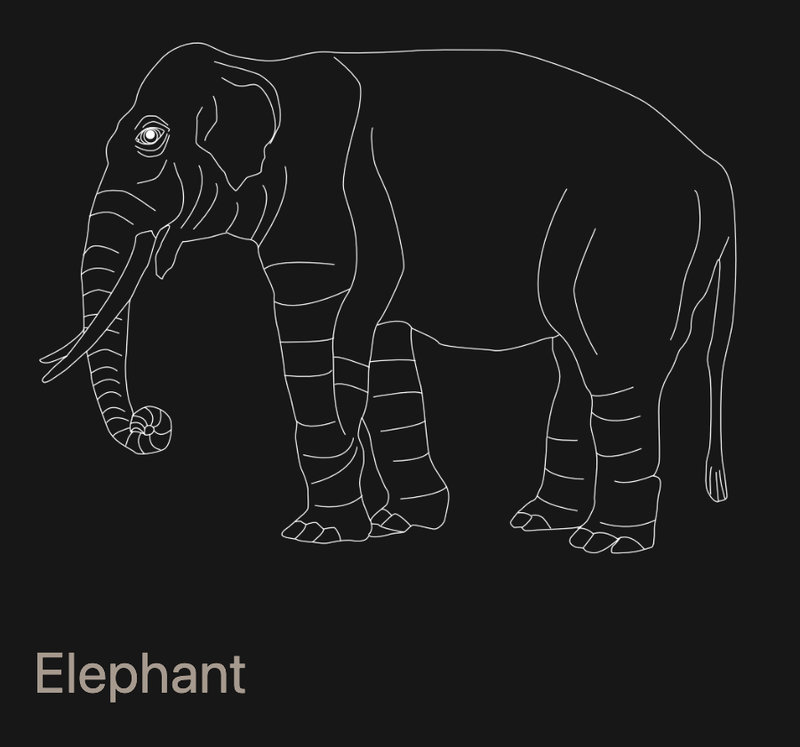 A line drawing of an elephant.