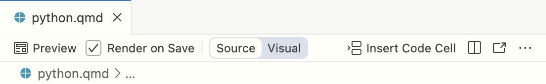 The Editor toolbar showing the Render on Save option checked.